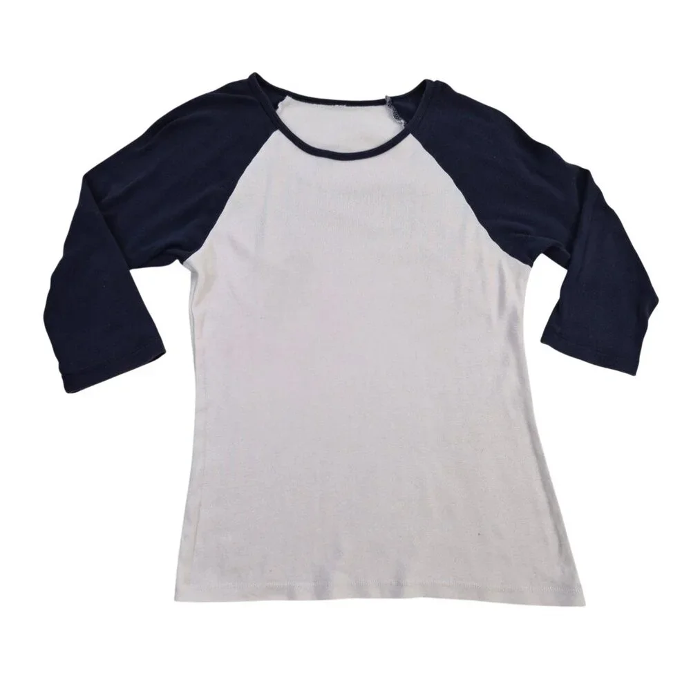 4 Baseball tees 3/4 Sleeve - 1 B+W / 1 White & pink / 2 Gray & Black Size S - Picture 2 of 10